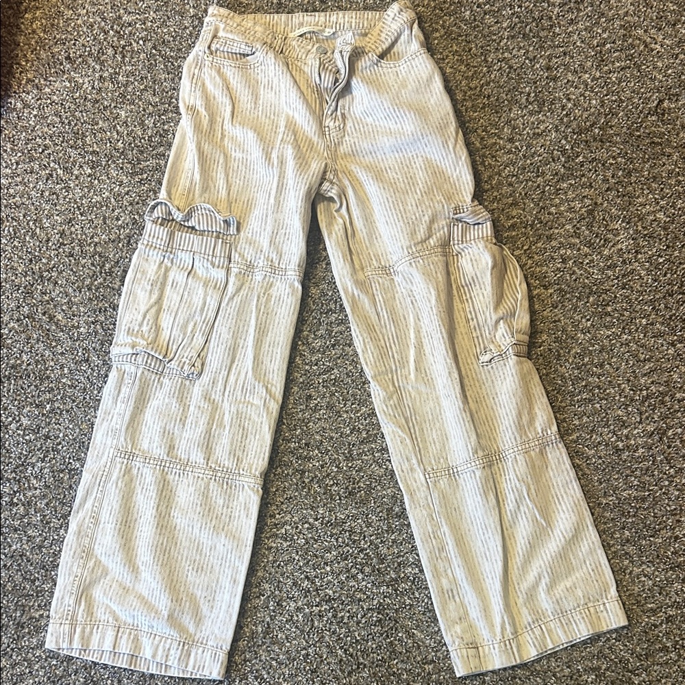 Altar'd State Men's Light Beige Striped Cargo Pants